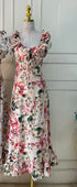 Spring Floral Ruffle Straps Side Slit Dresses